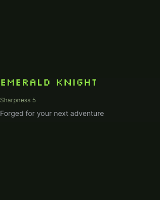 Emerald Knight item preview with Sharpness 5 and custom lore text