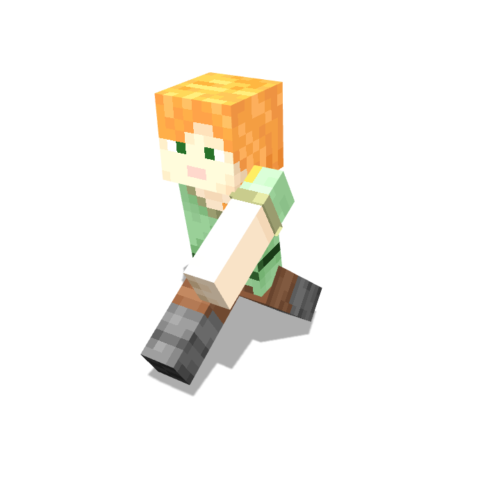 Orange-haired Slim character in a running pose against a white background
