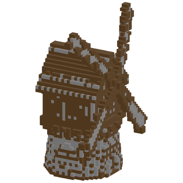 Minecraft wooden windmill with a stone base and tall wooden sails